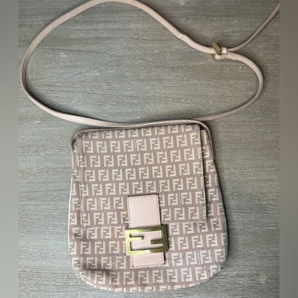 Fendi Zucchino Vitello Pink Canvas Crossbody or Shoulder Bag | Fair Condition - Picture 16 of 17